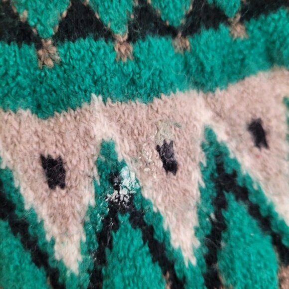 J. Jill Alpine Fair Isle Mock Neck Green Wool Blend Sweater XS Cabincore Jumper - Picture 3 of 6